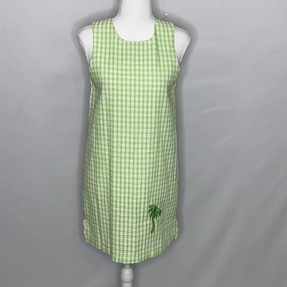 Kelly's Kids Gingham Seersucker Embroidered Dress